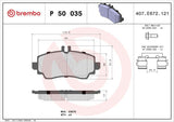 Brembo P50035 Front Brake Pad - Mercedes W168-W414 Vaneo — Brake Pads