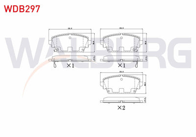 WALBURG WDB297 Brake Pad Front with Wear Indicator Nissan Primera (P12) 1.6i 2002-/ Primera (P12) 1.8i 16V 2002 — Brake Pads