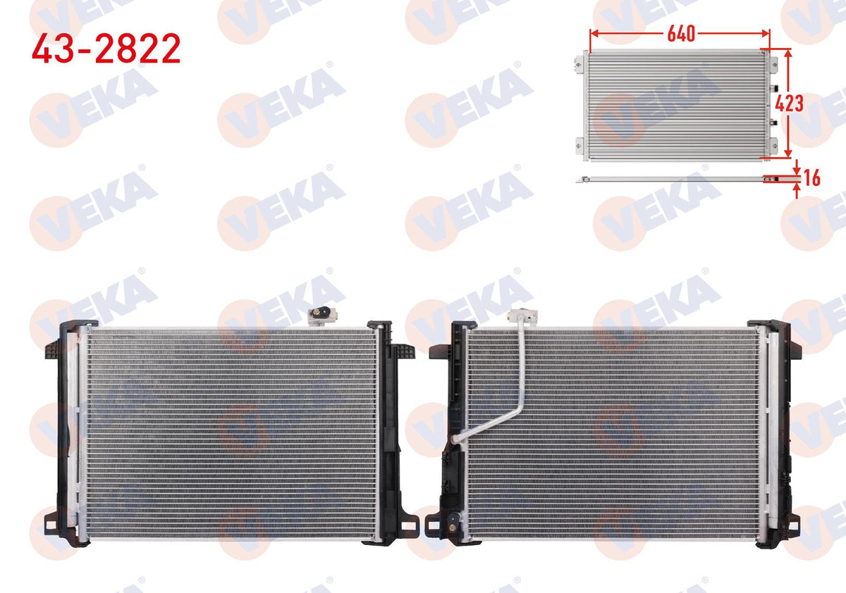 Veka 43-2822 A/C Condenser Mercedes C Class (W204) C 180 2007-2014 — Condensers & Evaporators