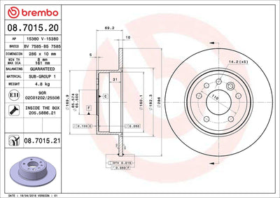 Brembo 08.7015.21 Brake Disc Rear UV Coated Saab — Brake Rotors & Drums