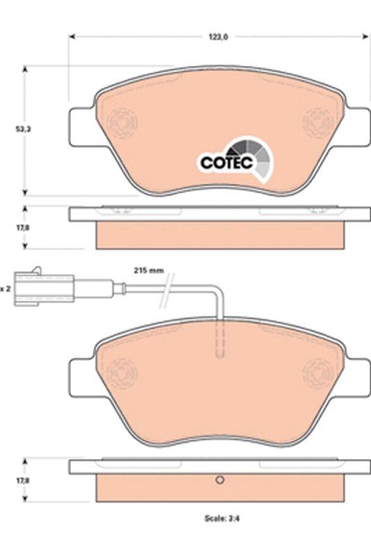 TRW GDB1842 Brake Pad Front 03-Palio-Albea-Linea-Fiorino-Bbp-Nmo-Evo-Crs.D 1.3Mjet + Fs Pair with Connector
