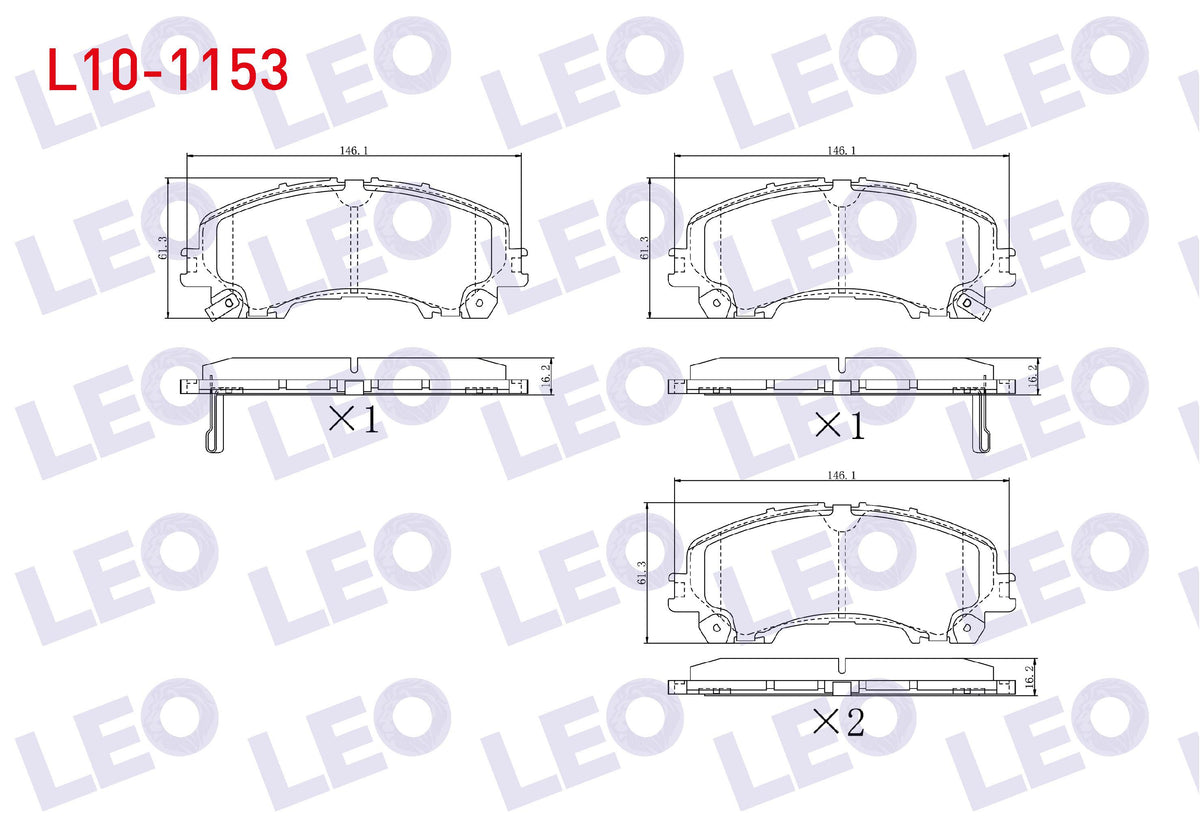 LEO L10-1153 Brake Pad Front with Wear Indicator Nissan X-Trail (T32) 1.6 dCi 2013-/ X-Trail (T32) 1.6 dCi 4X4 2 — Brake Pads