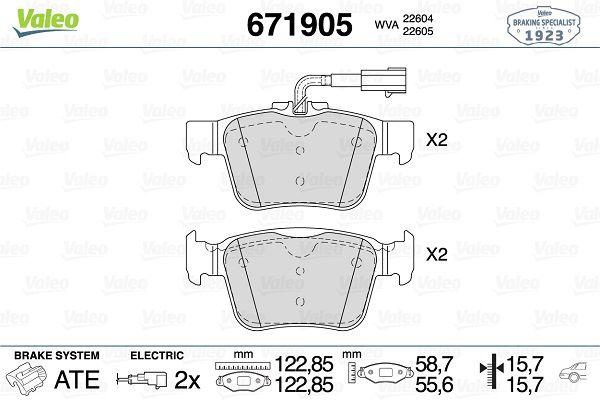 Valeo 671905 Brake Pad Rear Alfa Romeo Giulia 15-Stelvio 15-Maserati Ghibli 2Wd 6Piston 16-Levante 16