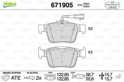 Valeo 671905 Brake Pad Rear Alfa Romeo Giulia 15-Stelvio 15-Maserati Ghibli 2Wd 6Piston 16-Levante 16