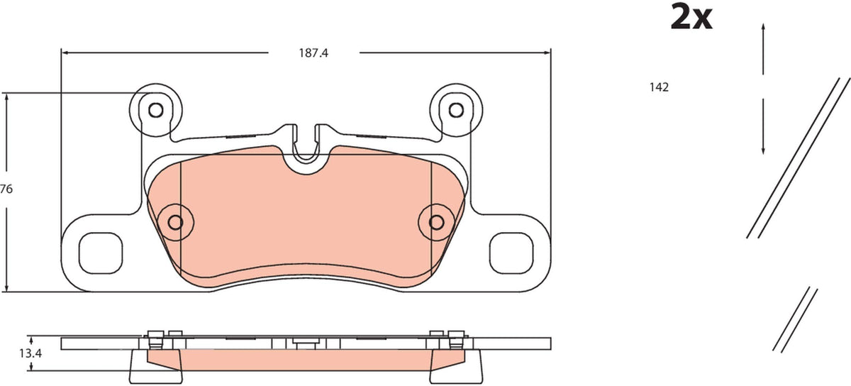 TRW GDB2465 Rear Brake Pad-(VW Touareg 10-18 Porsche Cayenne 10 -) — Brake Pads