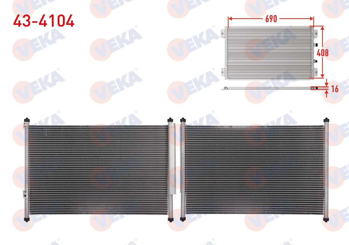 Veka 43-4104 A/C Condenser Suzuki Grand Vitara II (Jt) 1.6 Vvt-I 2005