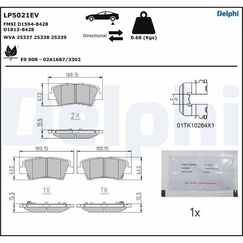 Delphi LP5021EV Brake Pad (Electric) — Brake Pads