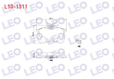 LEO L10-1311 Brake Pad Rear Honda Accord VII (Cl) 1.6i 16V 2003-2008 / Accord VII (Cl) 2.0 16V 2003-2008 — Brake Pads