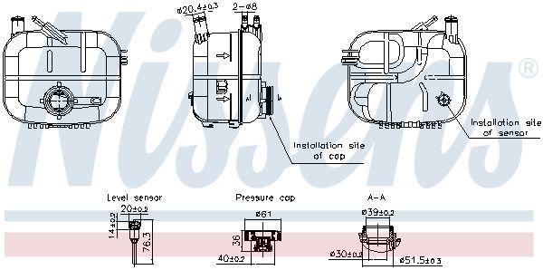 Nissens 996243 Radiator Spare Water Tank Opel Astra H with Sensor with Cover — Radiators & Fans