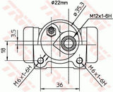TRW BWH115 Brake Cylinder Right for R21 Manager - 22mm — Brake Hydraulics