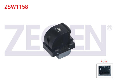 Zegen ZSW1158 Glass Release Switch Single 4 Pin Audi A3-A4-A6-Q7-Tt 2004-2013 — Switches & Relays