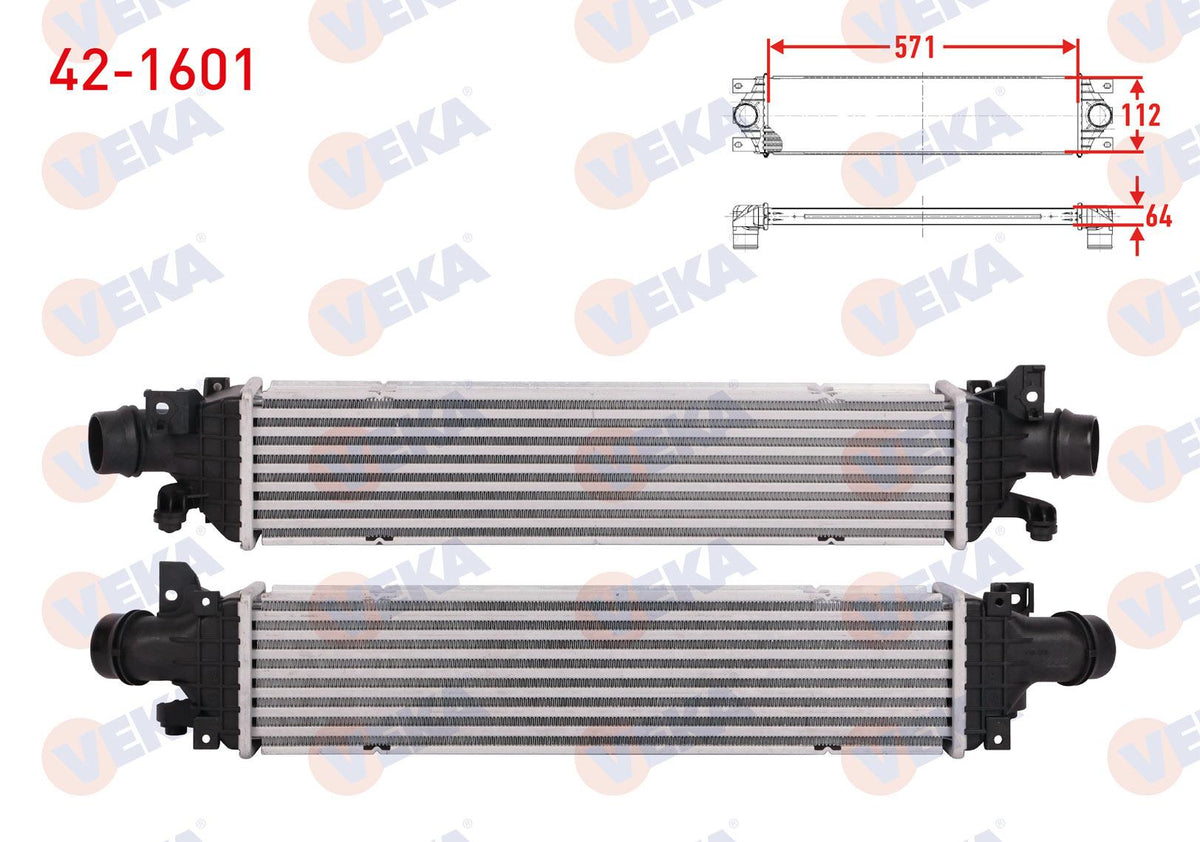 Veka 42-1601 Turbo Radiator (Intercooler) Chevrolet Aveo (T300) 1.3 D 2011-2014 — Radiators & Fans