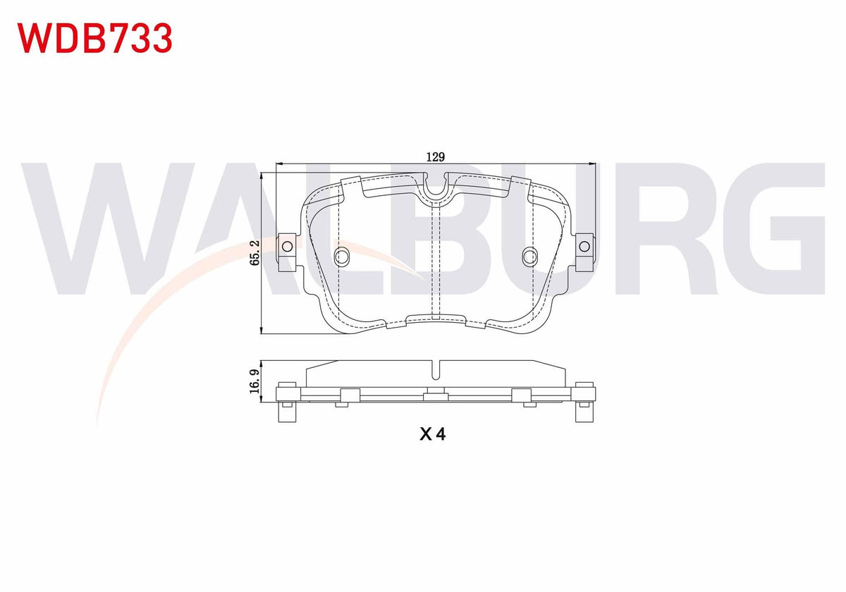 WALBURG WDB733 Brake Pad Rear with Wear Indicator Audi Q7 (4M) 3.0 TDI 2015 — Brake Pads