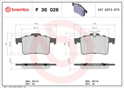 Brembo P36026 Brake Pad Rear Low-Met Jaguar — Brake Pads