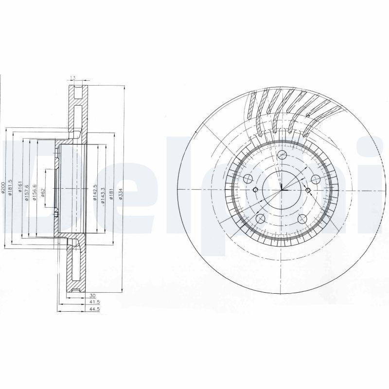 Delphi BG9012 Brake Disc (Single Pack), Drilled — Brake Rotors & Drums