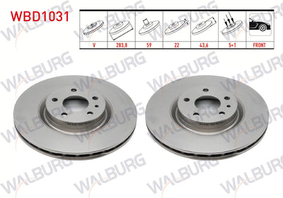 WALBURG WBD1031 Brake Disc Front Air 5 Bjn 283,8X22x59x43 — Brake Rotors & Drums