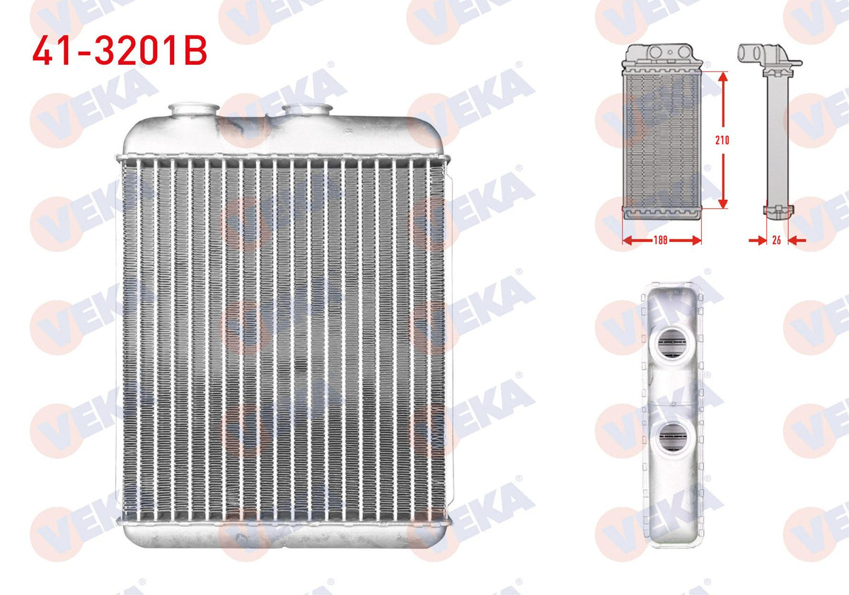 Veka 41-3201B Heater Core Brazing (Yuzuklu Tip) Opel Astra G (F69) 1.4 16V 1998-2005 / Astra H 1.3 CDTi-1.4 — Heater & Blower