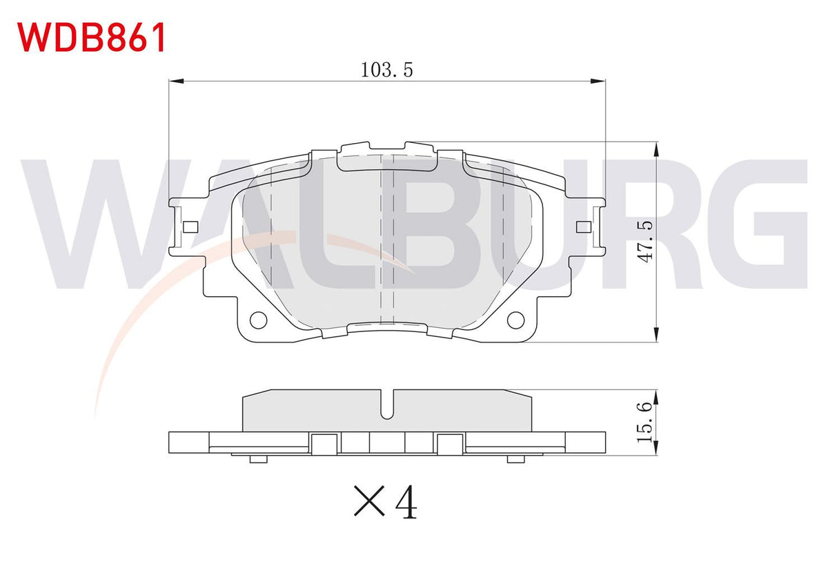 WALBURG WDB861 Brake Pad Rear Toyota Corolla 2019-/ Rav 4 V 2018-/ Yaris Cross 2020
