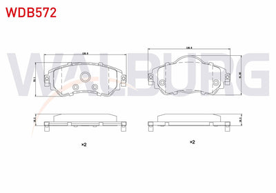 WALBURG WDB572 Brake Pad with Wear Indicator Front Citroen C4 (B7) 1.4 18.50mm 2009 — Brake Pads