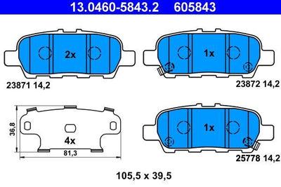 ATE 13.0460-5843.2 Brake Pad Rear X-Trail, Qashqai and 5 more models — Brake Pads