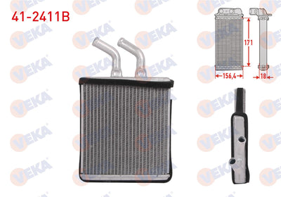 Veka 41-2411B Heater Core Brazing Kia Rio Hatchback (Dc) 1.5 16V 2000-2005 — Heater & Blower