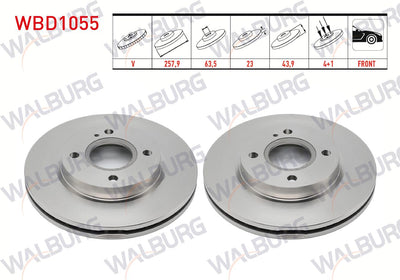 WALBURG WBD1055 Brake Disc Front Air 4 Bjn 257, 9X23x63 and 2 more models — Brake Rotors & Drums
