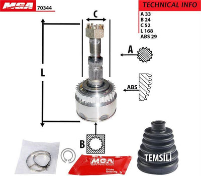 MGA 70344 CV Joint Outer ABS Equipped (Opel: Corsa C 1.7 CDTi Meriva 1.7 CDTi 03-06) — Axles, CV Joints & Boots