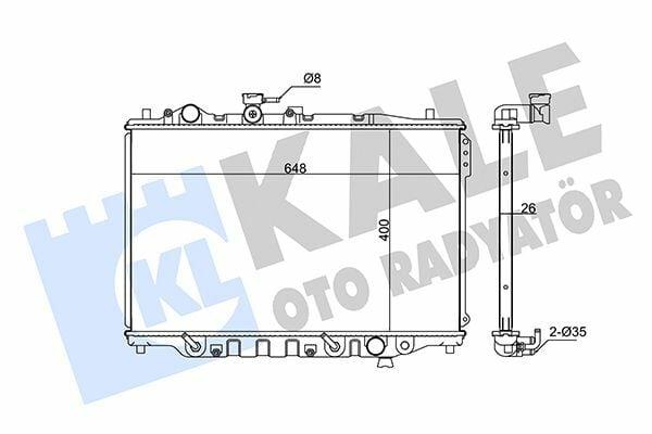 kale motor cooling radiator for 88-93 mazda 626, front view of kale radiator, technical specifications of kale radiator KALE Motor Cooling Radiator - 88-93 Mazda 626 2.0-2.2L 12V 4WD | Aluminum & Plastic KALE Motor Cooling Radiator for 88-93 Mazda 626 kale, motor-cooling-radiator, mazda-626-radiator, car-parts, automotive-replacement, aluminum-radiator, plastic-radiator, car-maintenance, automobile-enthusiasts, ai-generated