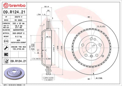 Brembo 09.R124.21 Brake Disc Rear UV Coated Mercedes X164/W251/W164 4Matic 05-15 — Brake Rotors & Drums