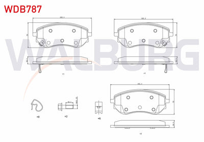 WALBURG WDB787 Brake Pad with Wear Indicator Front Mercedes X Series (470) X 250 D 2017-/ Nissan Navara Np300 20 — Brake Pads