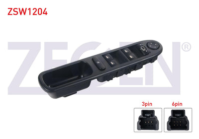 Zegen ZSW1204 Glass Release Switch Group Mirror Adjustable Folding with Frame 9 Pin Peugeot 307 2000-2007