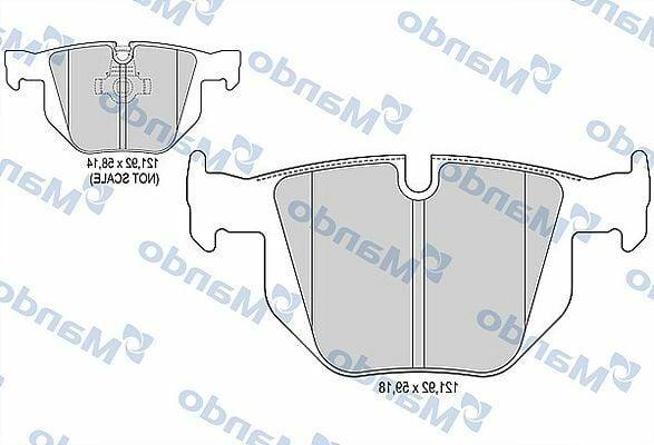 mandobf015416 brake pad set front view, mandobf015416 brake pad set side view MANDO MBF015416 Brake Pad Set for Rear Axle | ECE R90 Approved MANDO MBF015416 Brake Pad Set brake-pads, mandobf015416, replacement-parts, vehicle-maintenance, auto-parts, car-enthusiasts, vehicle-owners, mechanics, ece-r90-approved, ai-generated