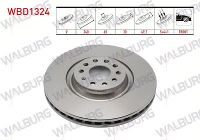 WALBURG WBD1324 Brake Disc Front Air 5 Bjn 340X30x65x49 — Brake Rotors & Drums