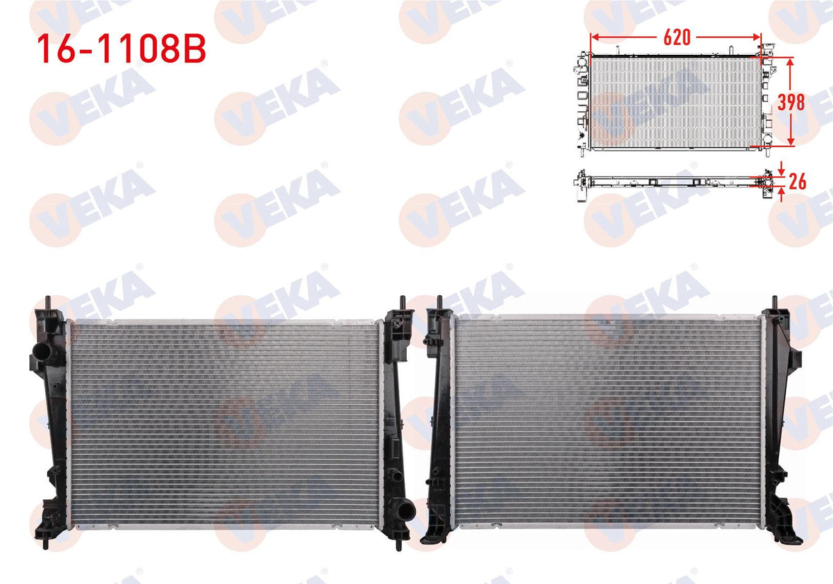 Veka 16-1108B Water Radiator Brazing Alfa Romeo Giulietta (940) 1.6 Jtdm M-T Ac + /-2010 — Radiators & Fans