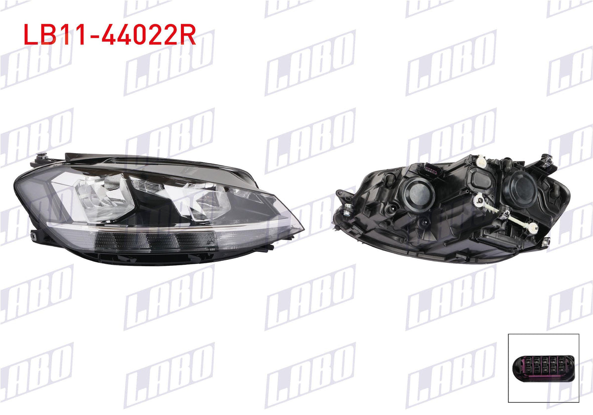 LABO LB11-44022R Headlight Right Volkswagen Golf 7, 5 (5G1 and 3 more models — Headlights
