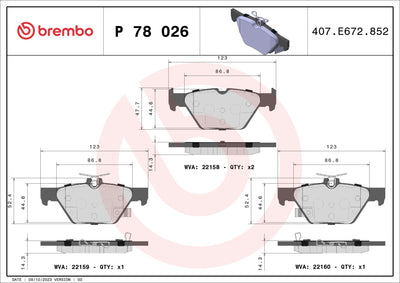 Brembo P78026 Brake Pad Rear (Subaru Impreza 1.6 i Awd 16-/Outback 2.0 2.5 15 -) Low-Met — Brake Pads