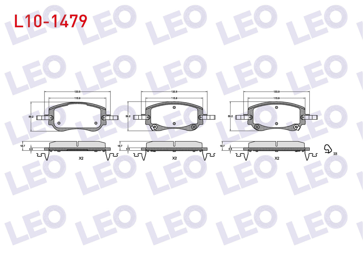 LEO L10-1479 Brake Pad Front with Wear Indicator Fiat Egea Cross 1.3 Mtj-1.4-1.6-1.6 Mtj 2015-/ 1.0-1.6 Mtj 2020 — Brake Pads