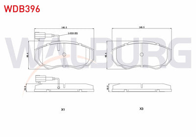 WALBURG WDB396 Brake Pad Front with Connector Fiat Ducato 2.8 TDI 2002-2006 / Ducato 2.3 JTD 2002-2006 / Ducato — Brake Pads