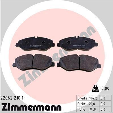 Zimmermann 22062.210.1 Brake Pad Set — Brake Pads
