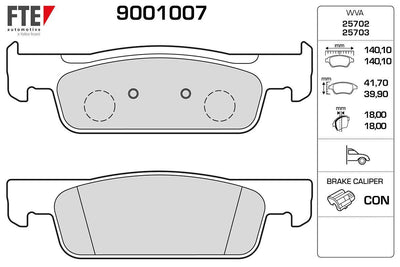 Fte 9001007 Front Brake Pad (Set) Clio IV 12-Logan II 12-Sandero II 12-Symbol II 08-Thin Type — Brake Pads