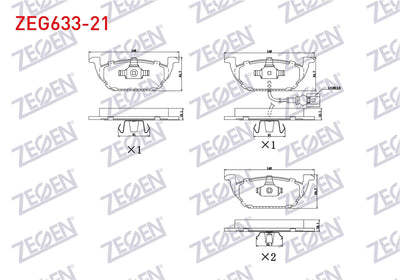 Zegen ZEG633-21 Brake Pad Front with Connector VW Golf IV 1.4i 16V 1997-2005 / Golf IV 1.6i 1997-2005 / Golf V 1 — Brake Pads