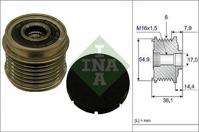 INA 535017610 Alternator Pulley - Compatible with Boxer, Ducato, Jumper 3.0HDi — Starting & Charging