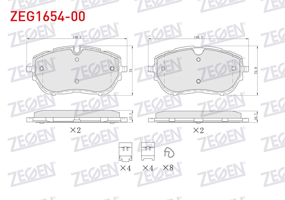 Zegen ZEG1654-00 Brake Pad Front with Wear Indicator Peugeot 308 II 1.6 HDi 2014-/ Ds 4 II 1.6 2021-/ Opel Astra — Brake Pads
