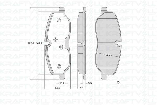 Kraftvoll 07010428 Brake Pad Front Discovery III L319 04 > 09 Discovery IV L319 09 > 18 Range Rover III L322 02 > 12