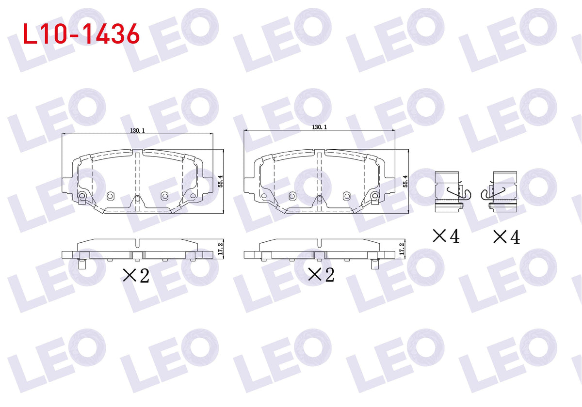 LEO L10-1436 Brake Pad with Wear Indicator Rear Fiat Freemont (Jf) 2.0 Mjt 2011 — Brake Pads