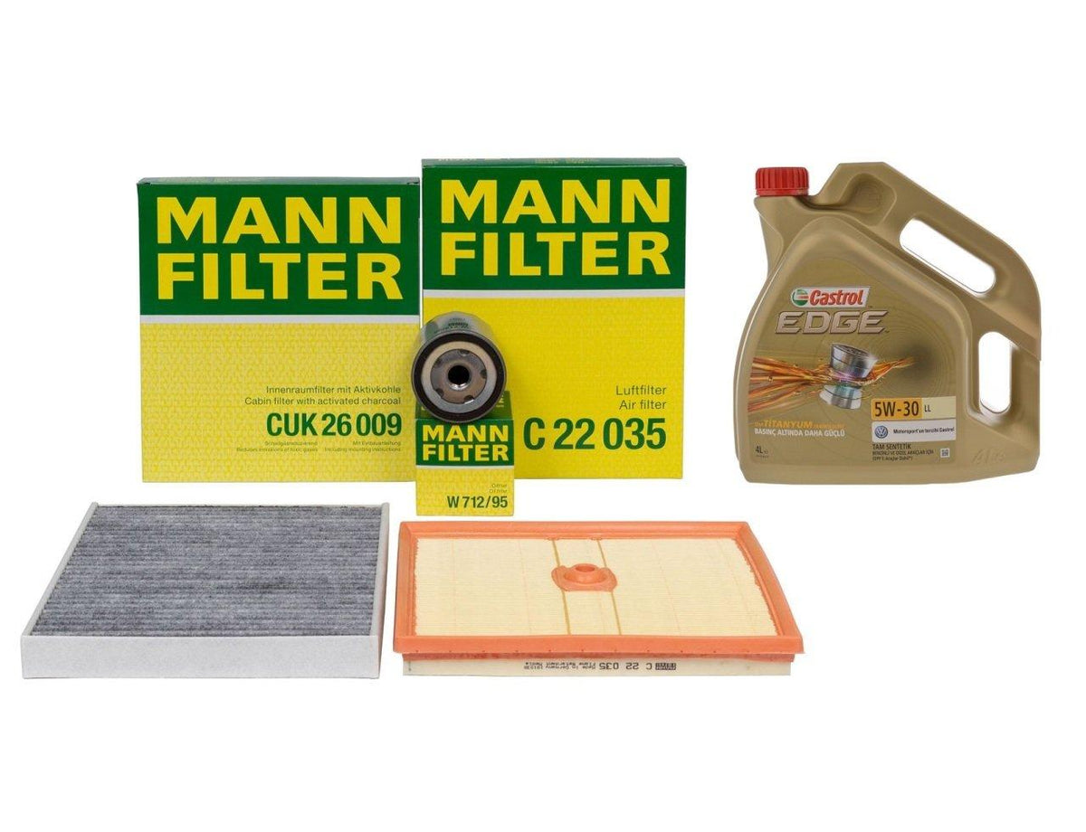 Mann Audi A3 1.0 TFSI Maintenance Filter Set - Includes Motor Oil for Audi A3 Owners — Maintenance & Service Kits