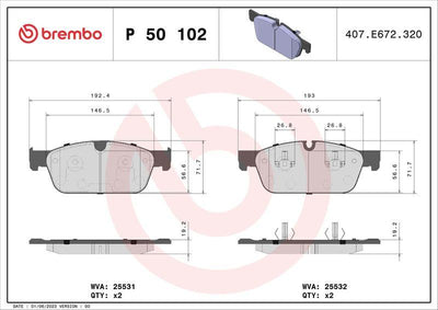 Brembo P50102 Brake Pad Front Mercedes W166 GLE — Brake Pads
