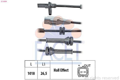 Facet 210209 ABS Sensor Rear Peugeot Partner Tepe — Brake Sensors & ABS