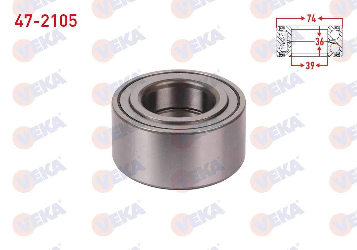 Veka 47-2105 Front Wheel Bearing Left-Right 39X74x36 / 34 Hyundai Elantra 1.6i-1.8i-2.0-2.0 CRDi 2001-2007 / — Wheel Bearings