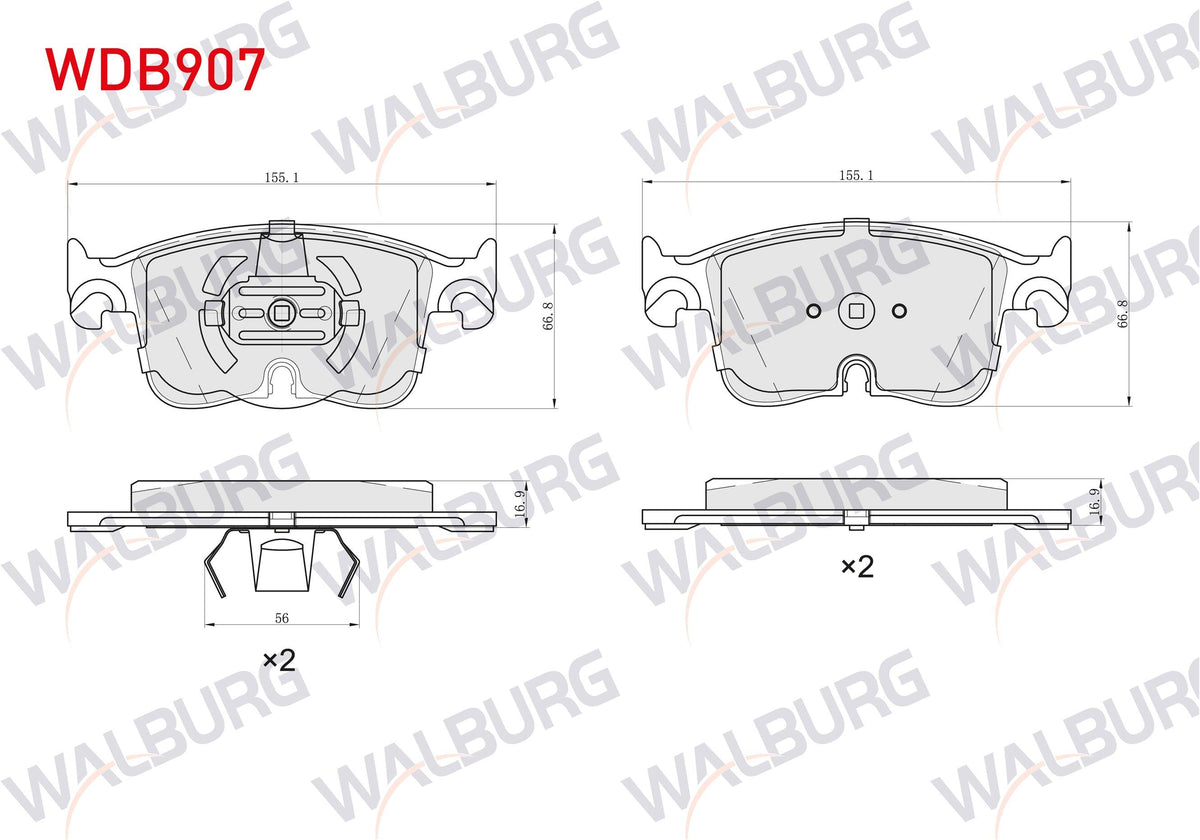 WALBURG WDB907 Brake Pad Front Volkswagen Golf VIII-Caddy V 2020-/ Audi A3 2020-/ Cupra Formentor — Brake Pads